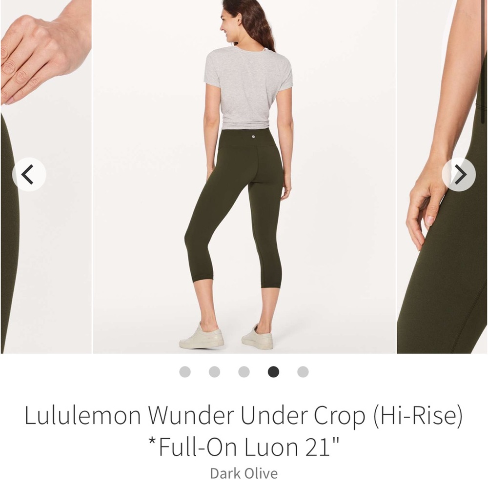Lululemon Wunder Under Crop (Hi-Rise) *Full-On Luon 21" Dark Olive